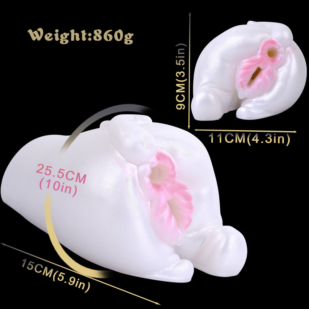 White Pig Pocket Pussy Masturbation Cup - Vibrating Bullet Animal Pussies Sex Toy for Men