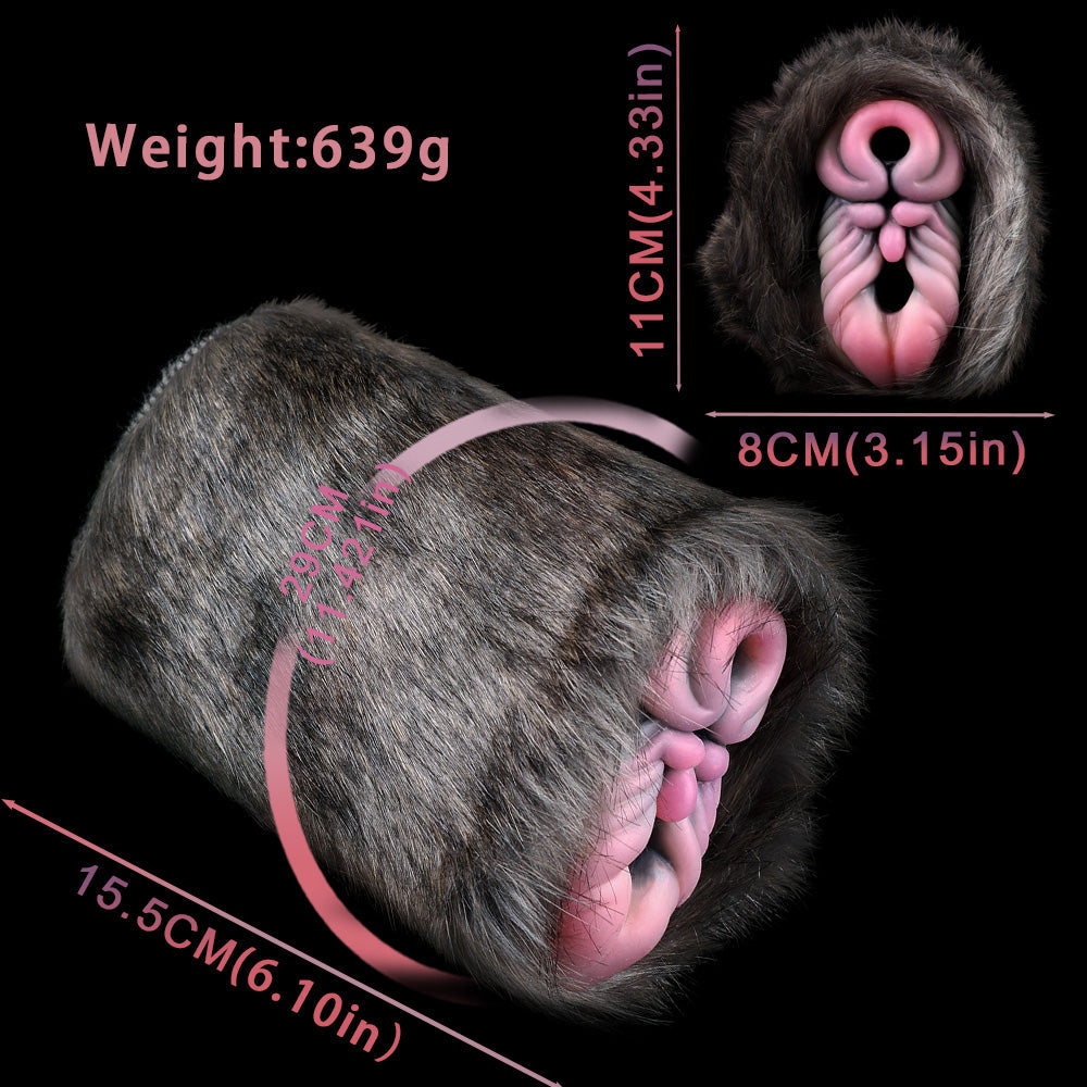 Domlust Rhino Pocket Pussy — Furry Silicone Vibrating Masturbator for Men