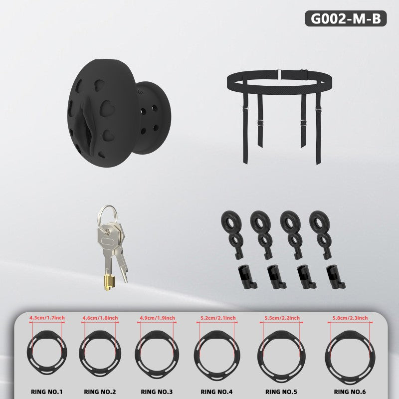 Recessed Silicone Chastity Cage for Men | Ergonomic Inward Design Wearable Device with Remote Vibration & Adjustable Fit System