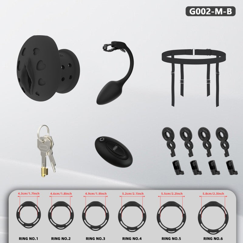Recessed Silicone Chastity Cage for Men | Ergonomic Inward Design Wearable Device with Remote Vibration & Adjustable Fit System