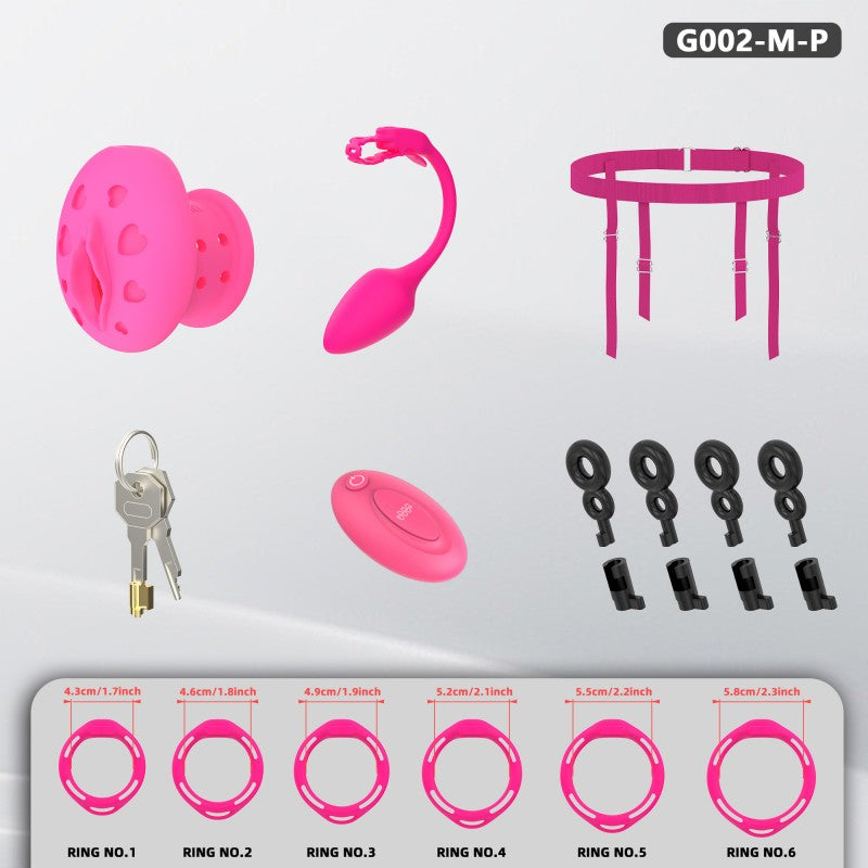 Recessed Silicone Chastity Cage for Men | Ergonomic Inward Design Wearable Device with Remote Vibration & Adjustable Fit System