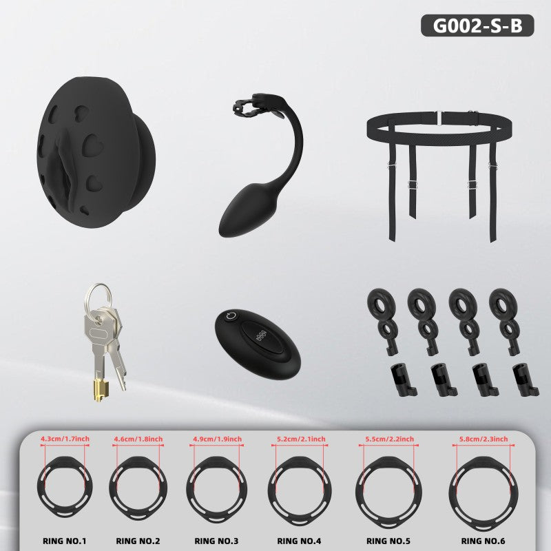Recessed Silicone Chastity Cage for Men | Ergonomic Inward Design Wearable Device with Remote Vibration & Adjustable Fit System