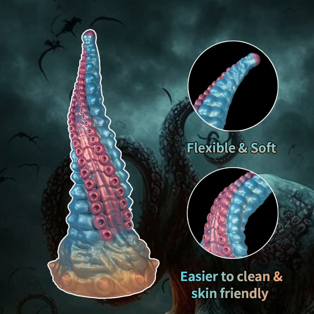 Domlust Tentacle Dildo – Premium Platinum Silicone | Curved G-Spot & Prostate | Sucker Texture | Suction Cup