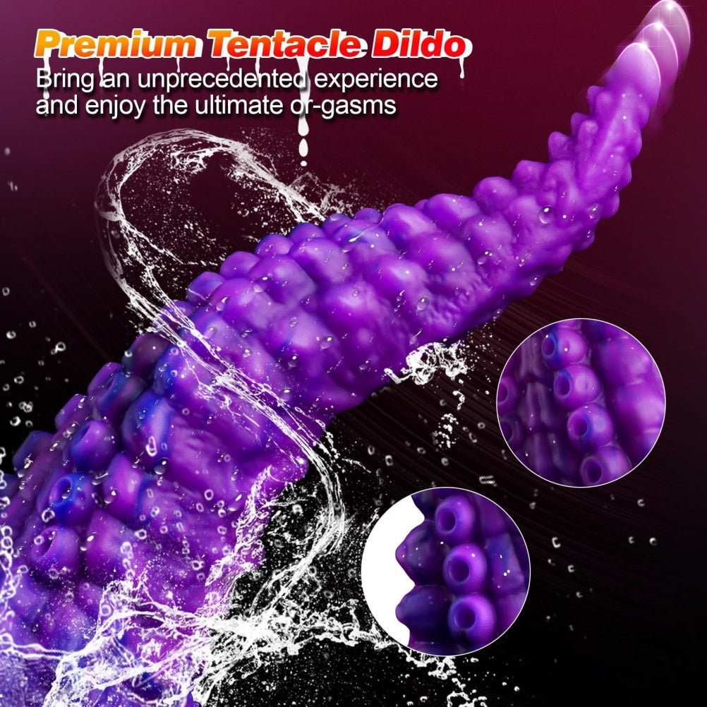 Domlust Tentacle Dildo – Premium Platinum Silicone | Curved G-Spot & Prostate | Sucker Texture | Suction Cup