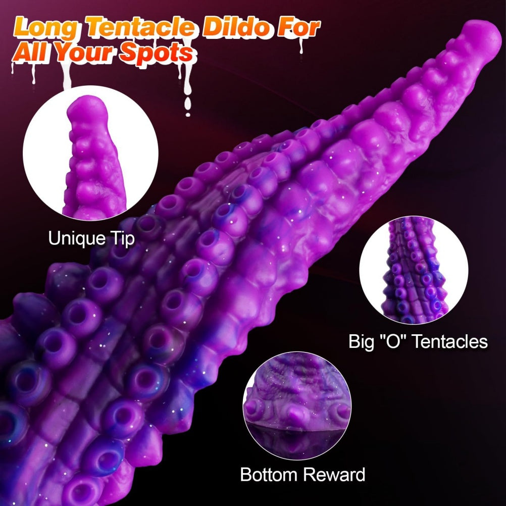 Domlust Tentacle Dildo – Premium Platinum Silicone | Curved G-Spot & Prostate | Sucker Texture | Suction Cup