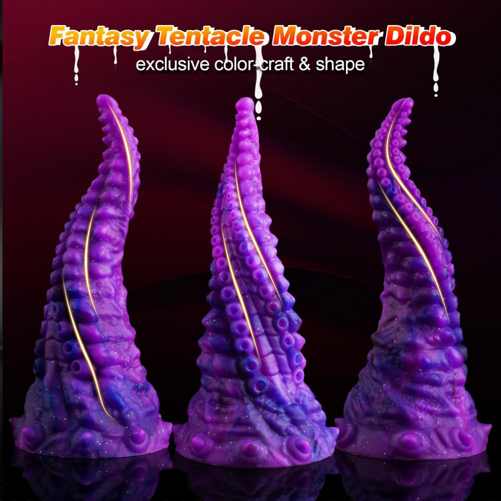 Domlust Tentacle Dildo – Premium Platinum Silicone | Curved G-Spot & Prostate | Sucker Texture | Suction Cup