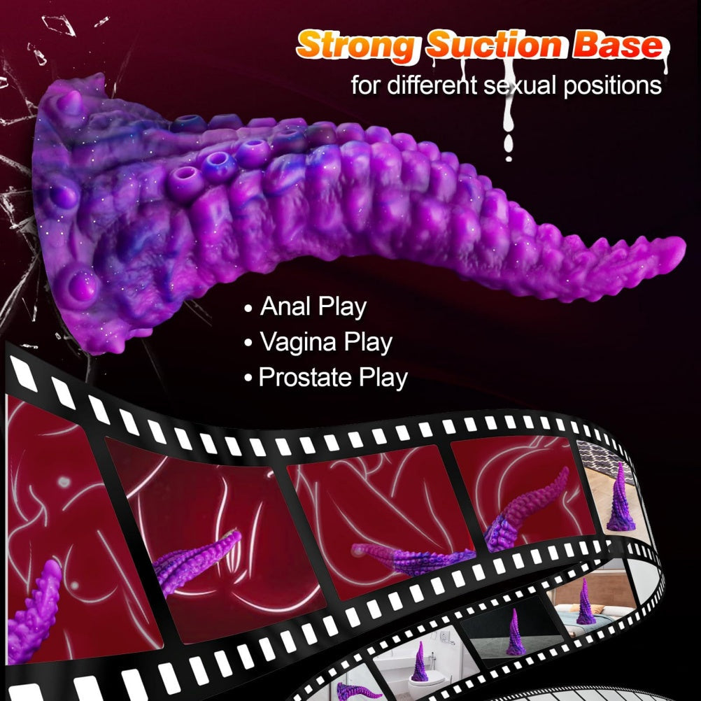 Domlust Tentacle Dildo – Premium Platinum Silicone | Curved G-Spot & Prostate | Sucker Texture | Suction Cup