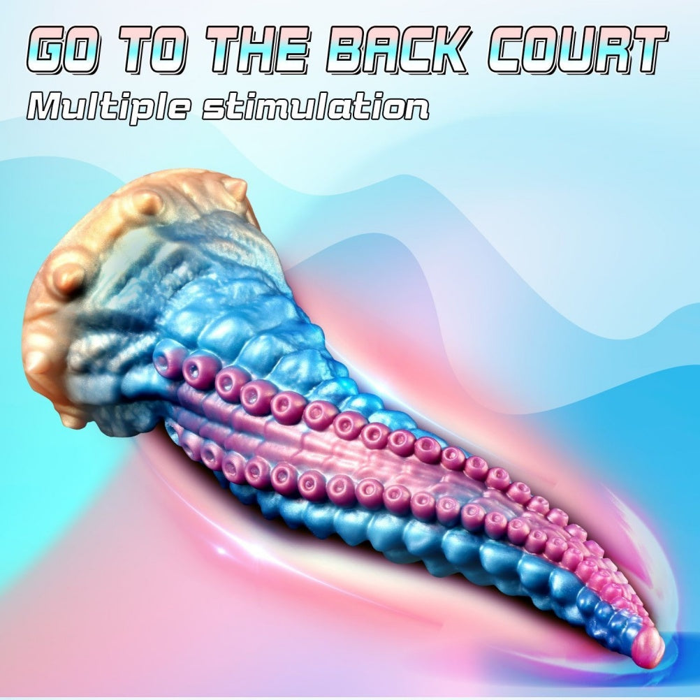 Domlust Tentacle Dildo – Premium Platinum Silicone | Curved G-Spot & Prostate | Sucker Texture | Suction Cup