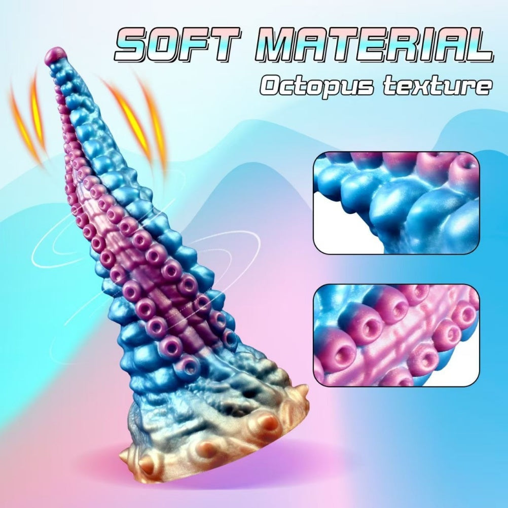 Domlust Tentacle Dildo – Premium Platinum Silicone | Curved G-Spot & Prostate | Sucker Texture | Suction Cup