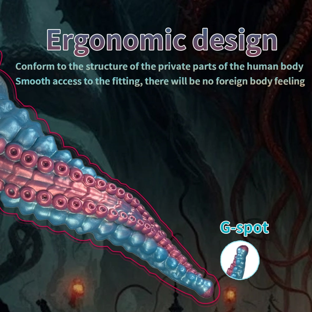 Domlust Tentacle Dildo – Premium Platinum Silicone | Curved G-Spot & Prostate | Sucker Texture | Suction Cup