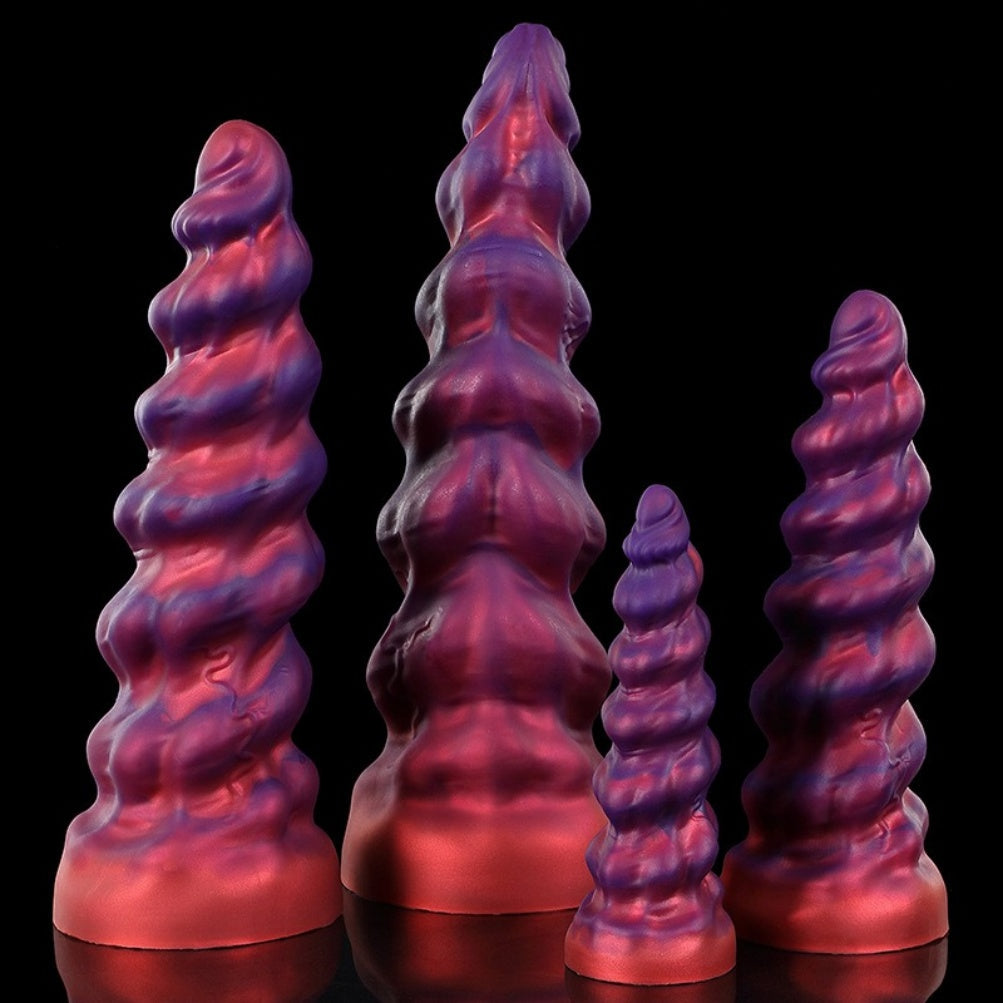 Domlust Fist Dildo – Platinum Silicone Spiral Fantasy Dildo with Suction Cup | Vaginal Expansion & G-Spot