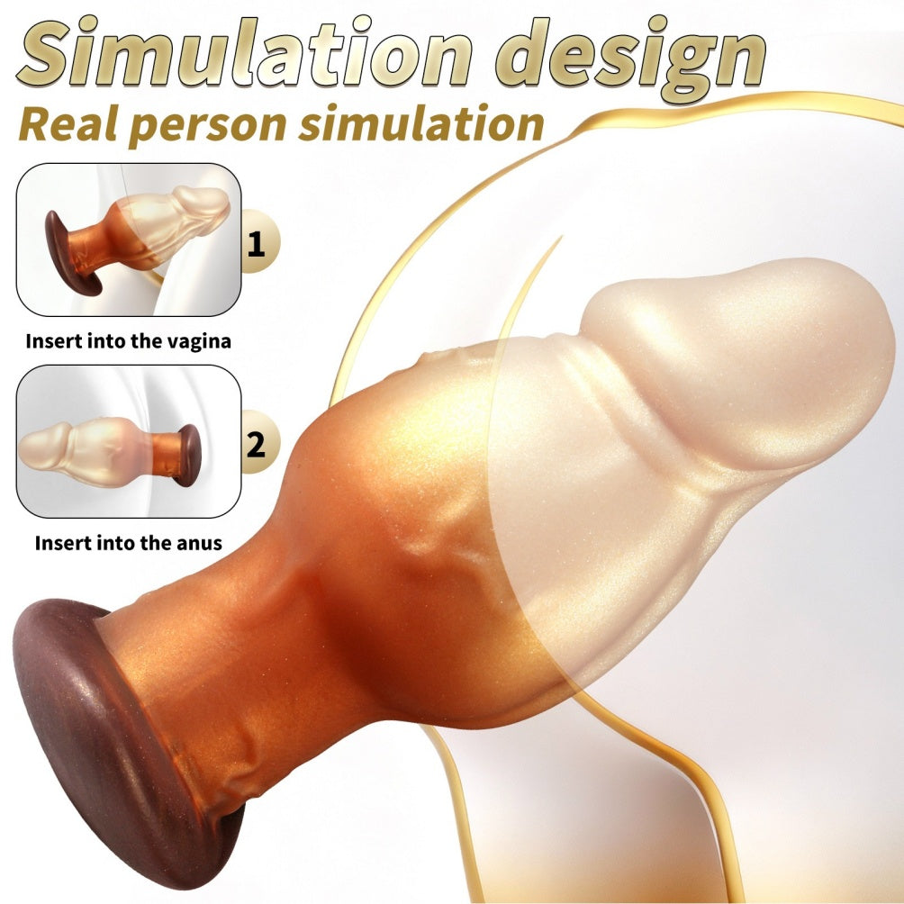 Domlust Giant Fantasy Knot Dildo – Platinum Silicone Knotted Expansion T-Bar Base Anal & Vaginal Sex Toy
