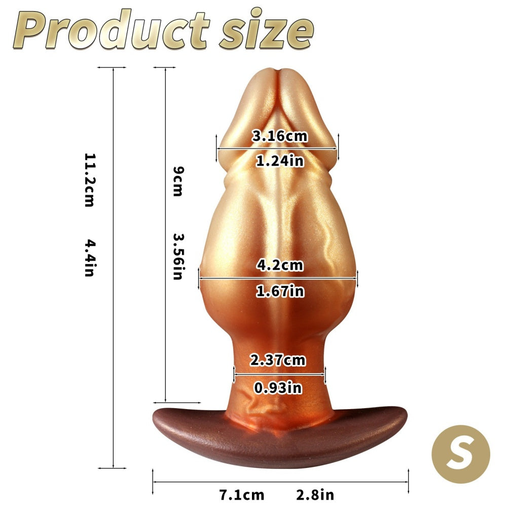 Domlust Giant Fantasy Knot Dildo – Platinum Silicone Knotted Expansion T-Bar Base Anal & Vaginal Sex Toy