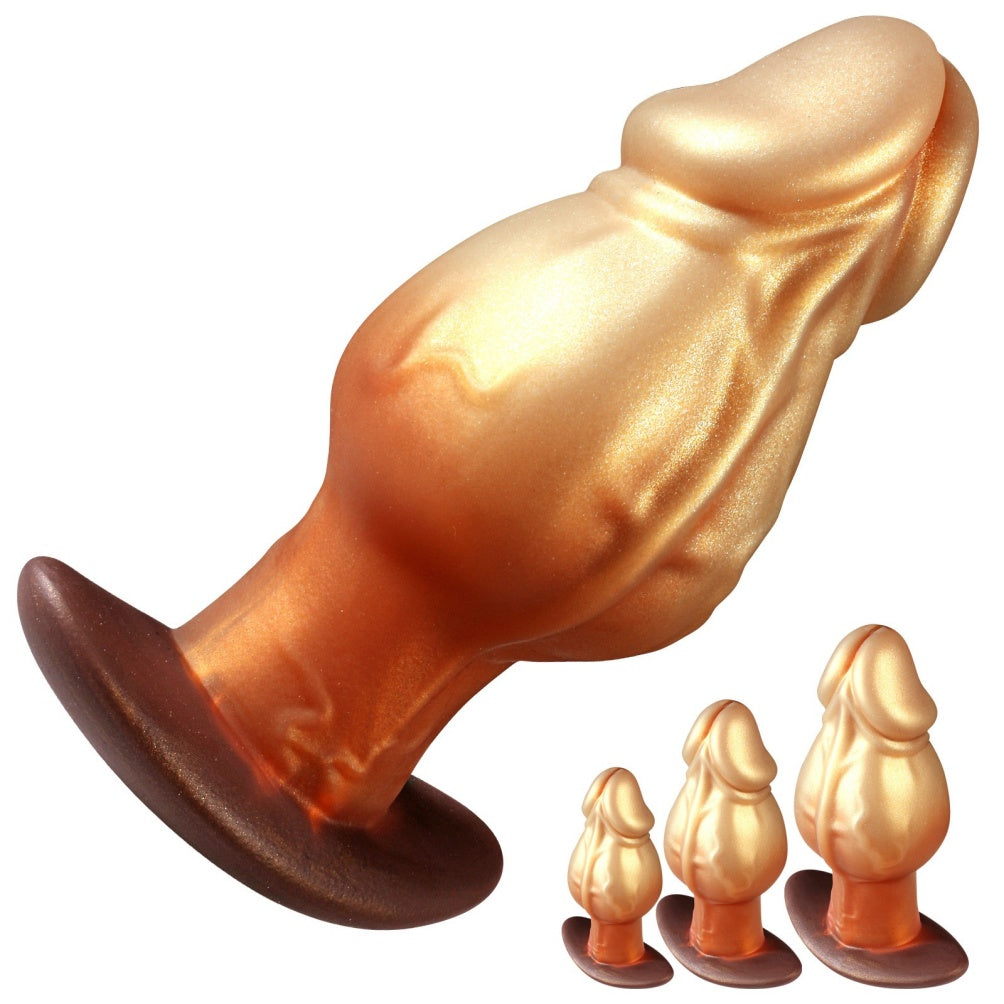 Domlust Giant Fantasy Knot Dildo – Platinum Silicone Knotted Expansion T-Bar Base Anal & Vaginal Sex Toy
