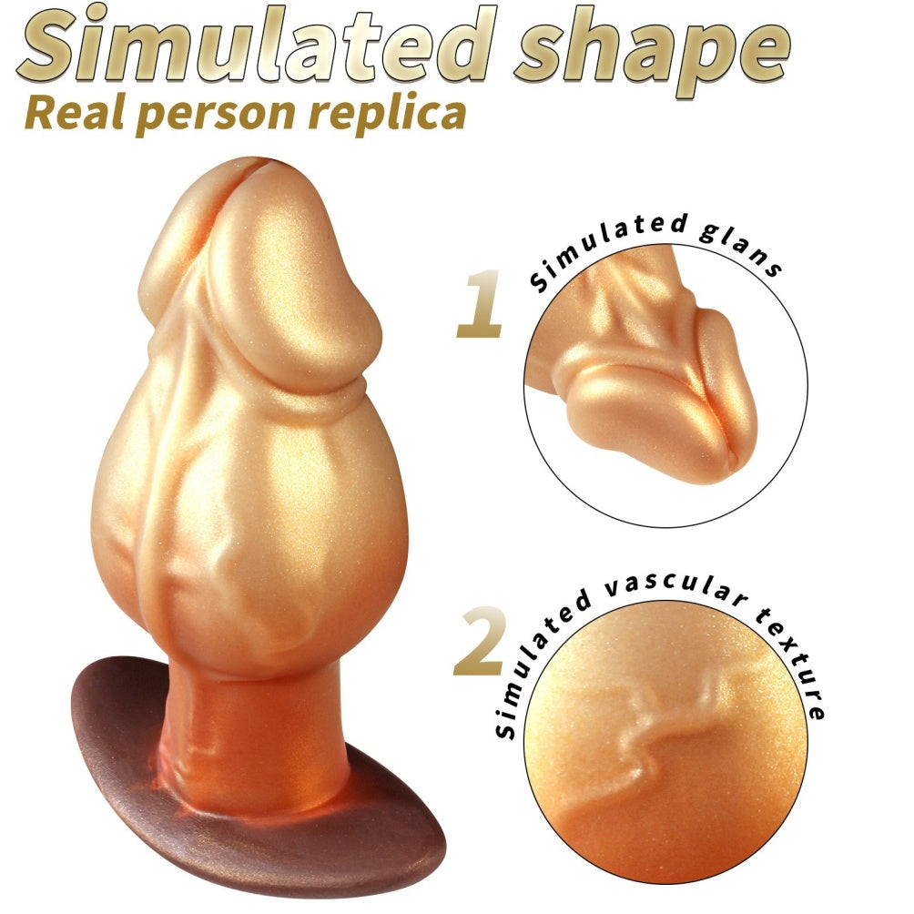 Domlust Giant Fantasy Knot Dildo – Platinum Silicone Knotted Expansion T-Bar Base Anal & Vaginal Sex Toy