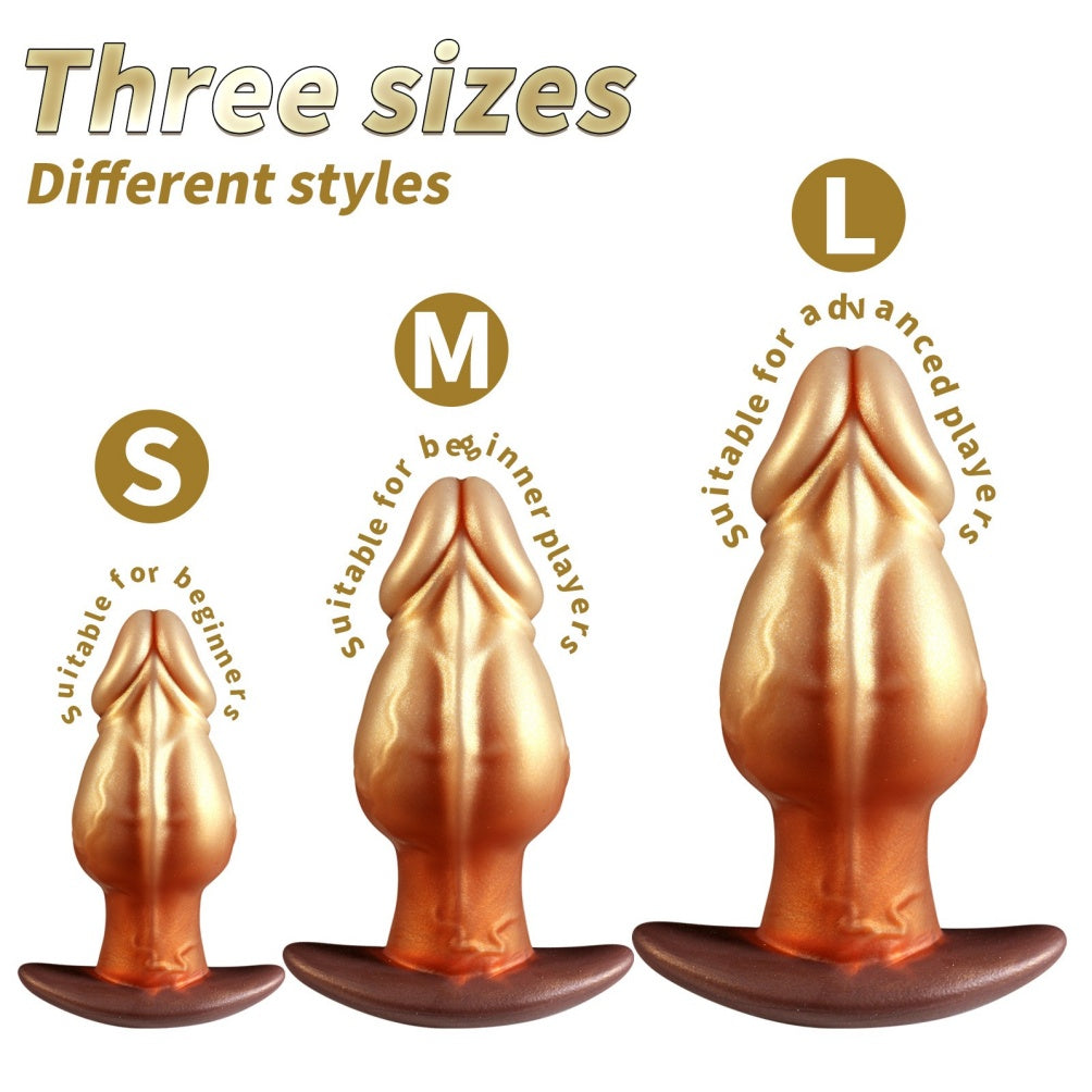 Domlust Giant Fantasy Knot Dildo – Platinum Silicone Knotted Expansion T-Bar Base Anal & Vaginal Sex Toy