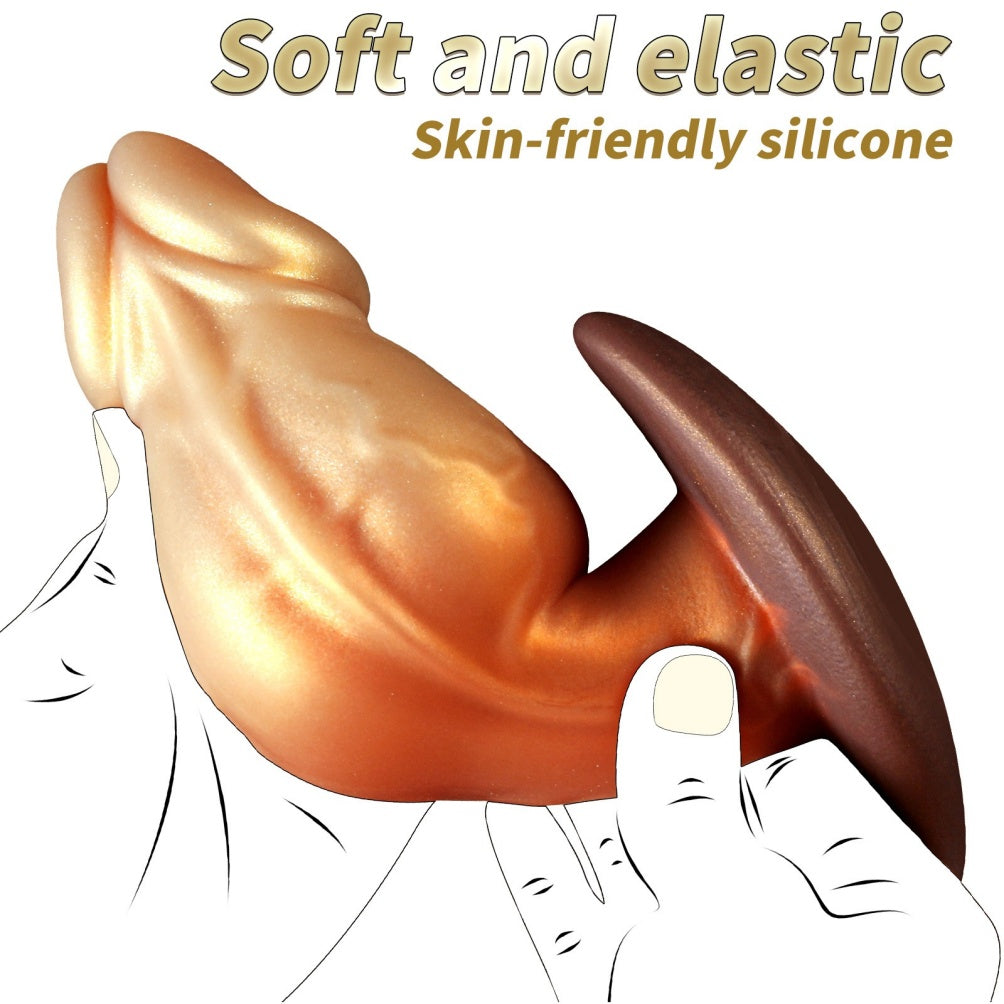 Domlust Giant Fantasy Knot Dildo – Platinum Silicone Knotted Expansion T-Bar Base Anal & Vaginal Sex Toy