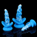 Blue Silicone Fantasy Suction Cup Dildo-Hands-Free Alien Tongue Design for Orgasmic Massage & Female Masturbation