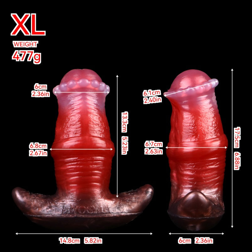 Strap-On Fantasy Dildo Anal Butt Plug Restraint Set – Beast Sex Blood Red Deep Penetration