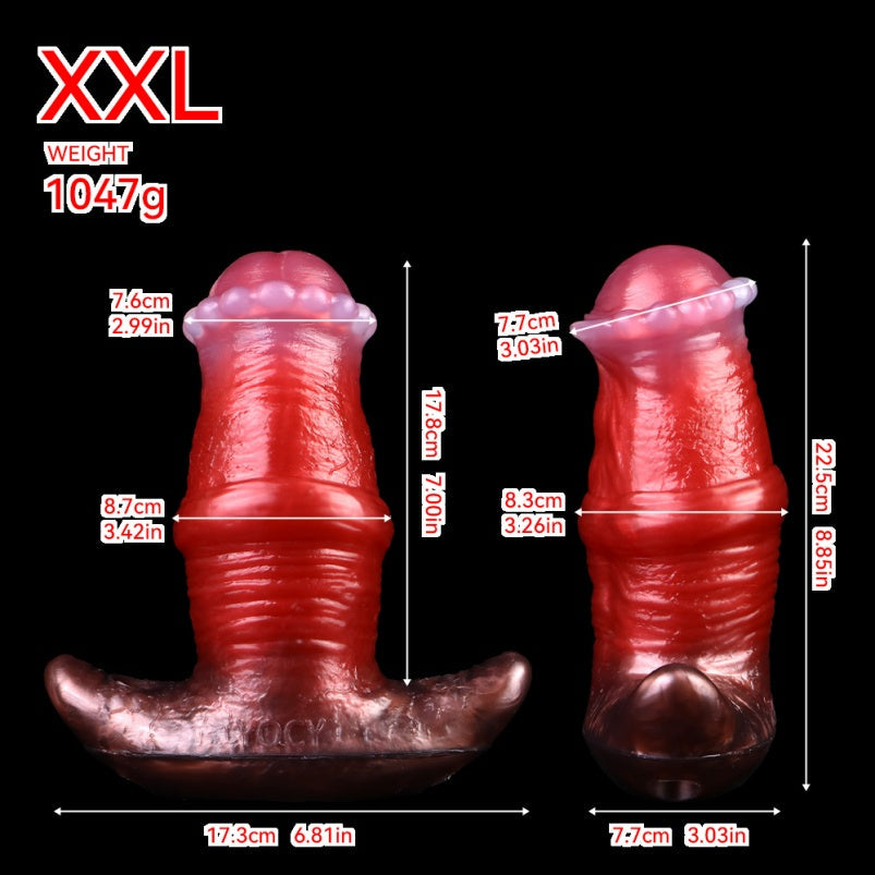 Strap-On Fantasy Dildo Anal Butt Plug Restraint Set – Beast Sex Blood Red Deep Penetration