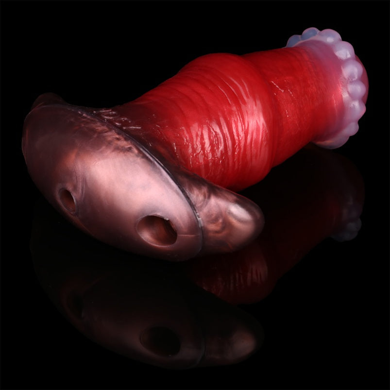 Strap-On Fantasy Dildo Anal Butt Plug Restraint Set – Beast Sex Blood Red Deep Penetration