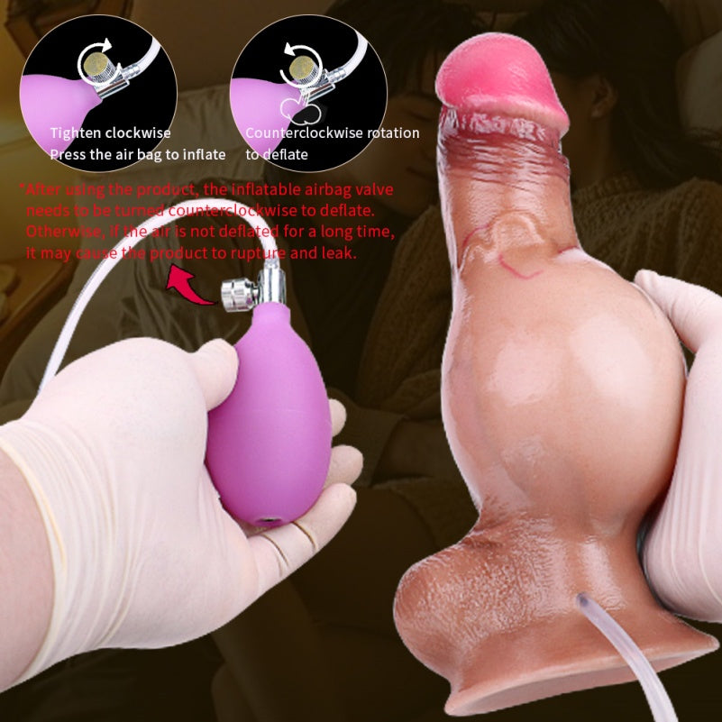 Realistic Inflatable Squirting Dildo – Intense Fullness Women Masturbating Silicone Sex Toys
