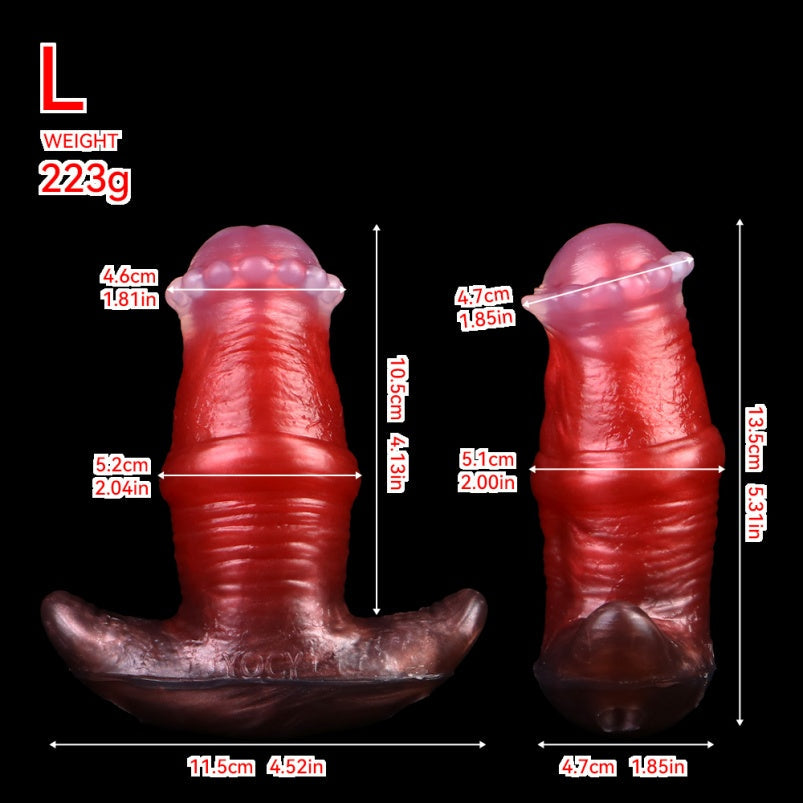 Strap-On Fantasy Dildo Anal Butt Plug Restraint Set – Beast Sex Blood Red Deep Penetration