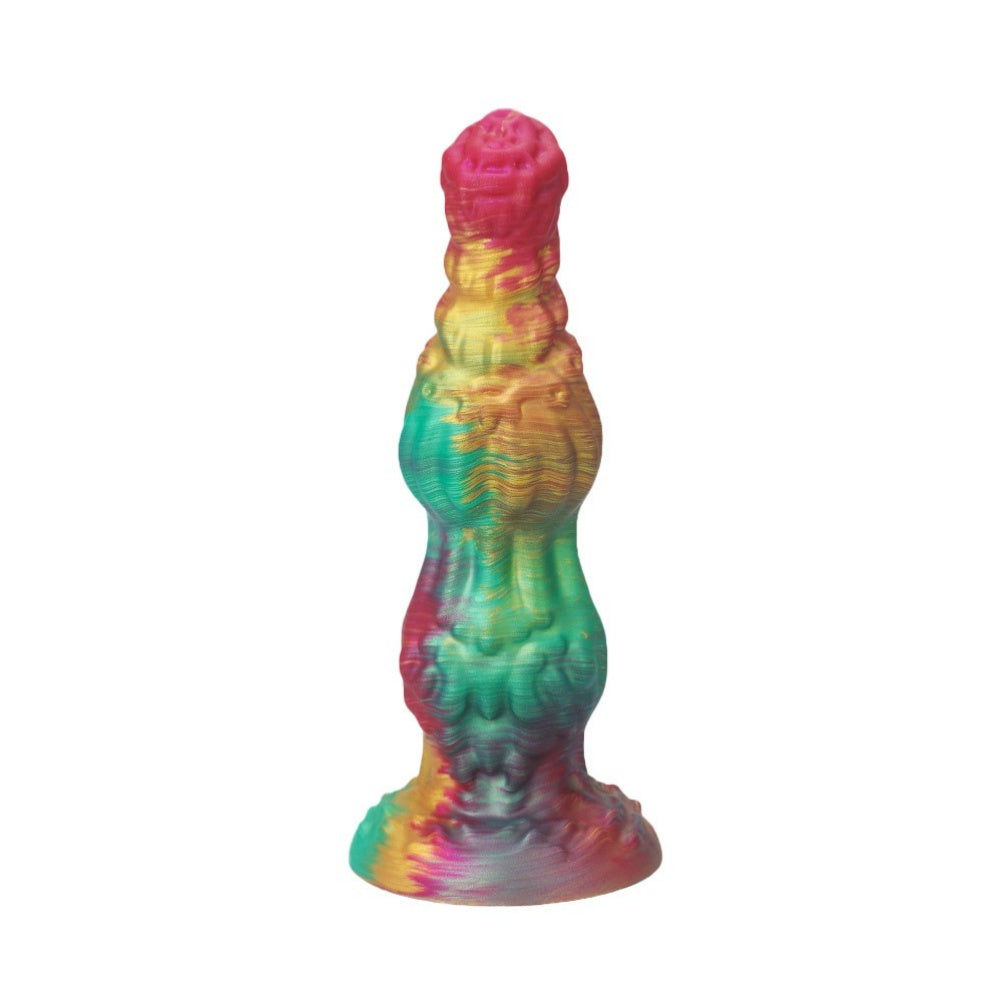 Fantasy Dual Dog Knot Dildo – Platinum Silicone Anal Beads & Knotting Fetish Toy | Domlust