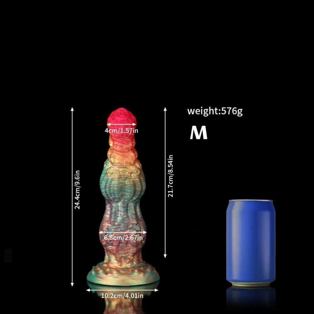 Fantasy Dual Dog Knot Dildo – Platinum Silicone Anal Beads & Knotting Fetish Toy | Domlust