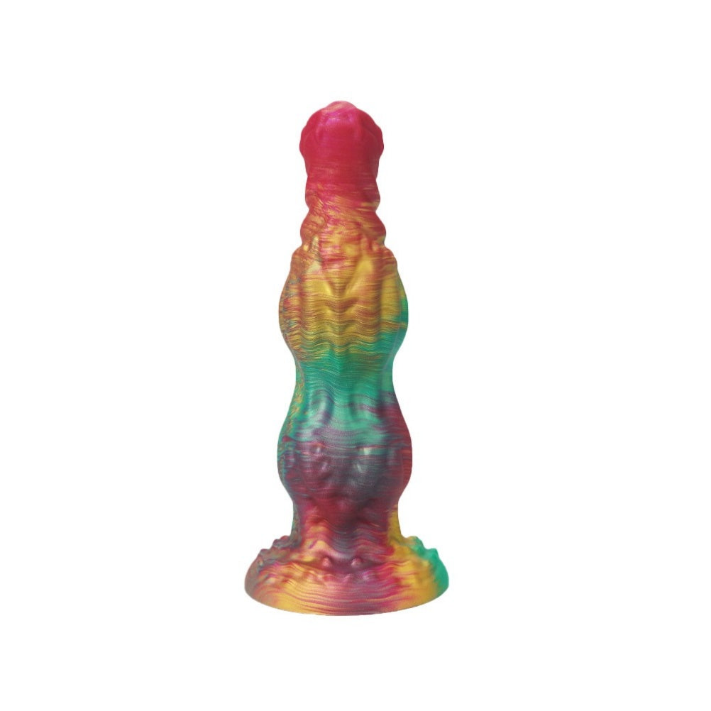 Fantasy Dual Dog Knot Dildo – Platinum Silicone Anal Beads & Knotting Fetish Toy | Domlust