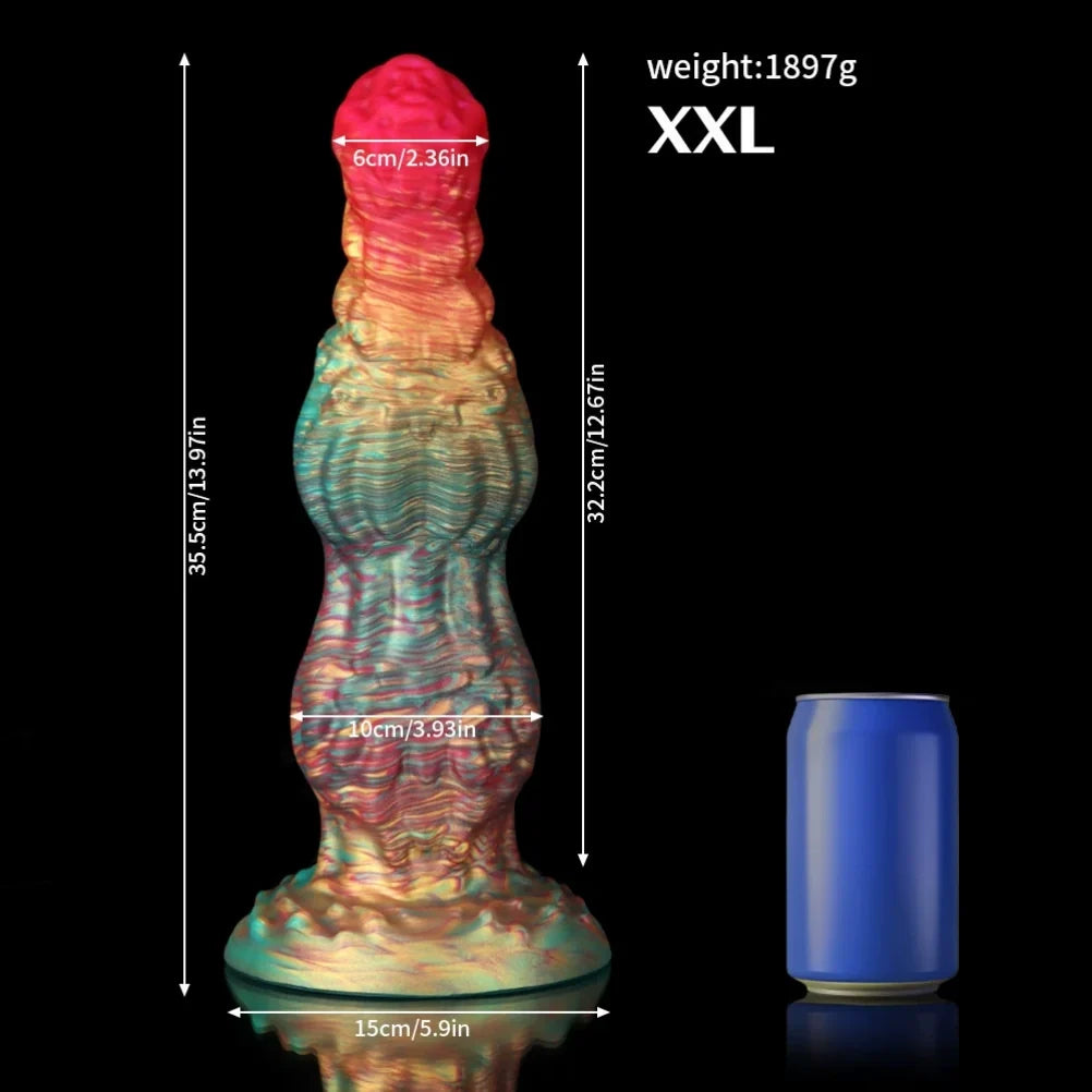 Fantasy Dual Dog Knot Dildo – Platinum Silicone Anal Beads & Knotting Fetish Toy | Domlust