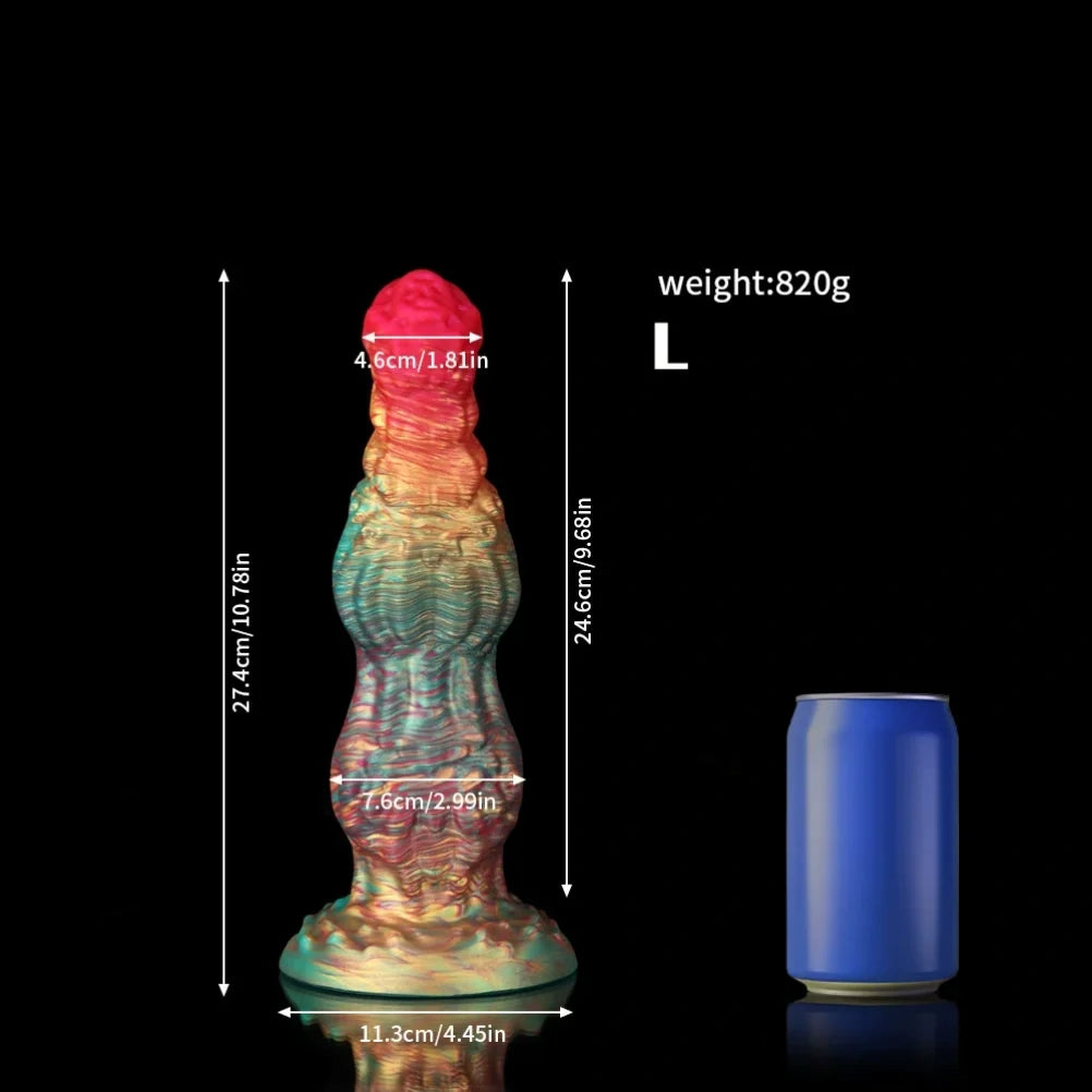 Fantasy Dual Dog Knot Dildo – Platinum Silicone Anal Beads & Knotting Fetish Toy | Domlust