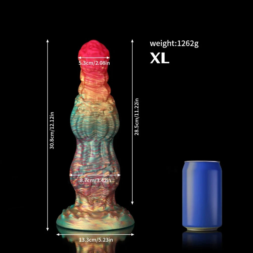 Fantasy Dual Dog Knot Dildo – Platinum Silicone Anal Beads & Knotting Fetish Toy | Domlust