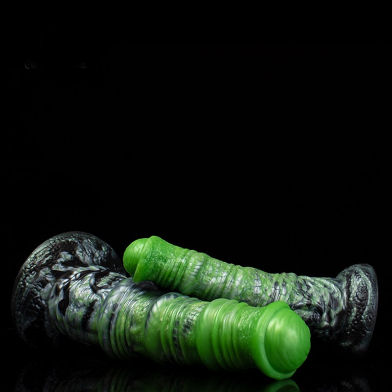 Horse Dildo – Green Fantasy Platinum Silicone G-Spot Suction Cup Sex Toy | Domlust