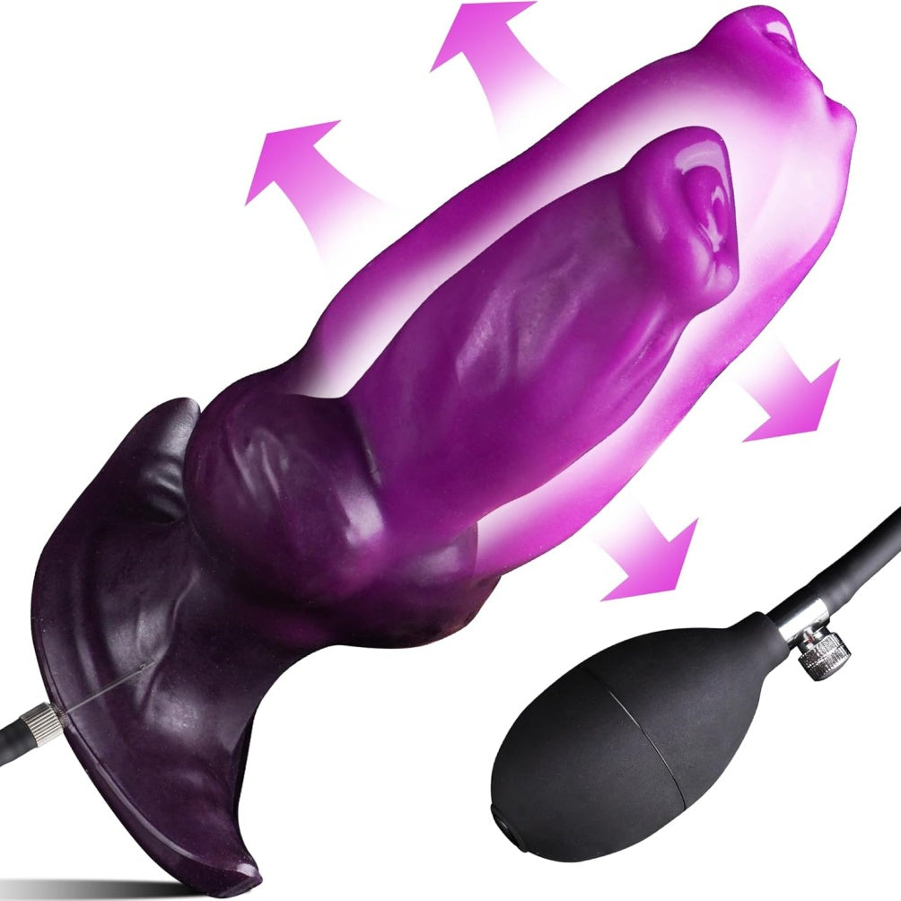 Domlust Inflatable Knotted Dildo – Purple Silicone Dog Knot | Pump-Controlled Expansion Fetish Toy