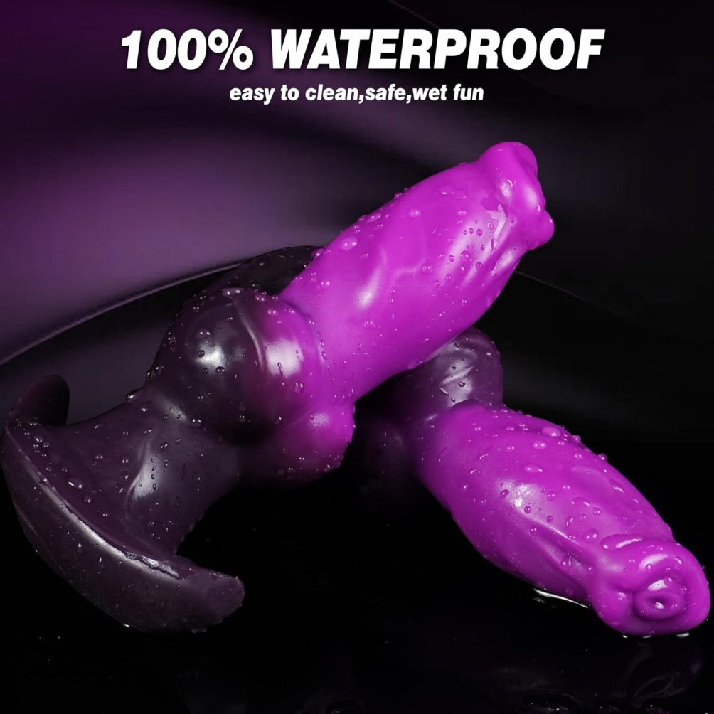 Domlust Inflatable Knotted Dildo – Purple Silicone Dog Knot | Pump-Controlled Expansion Fetish Toy