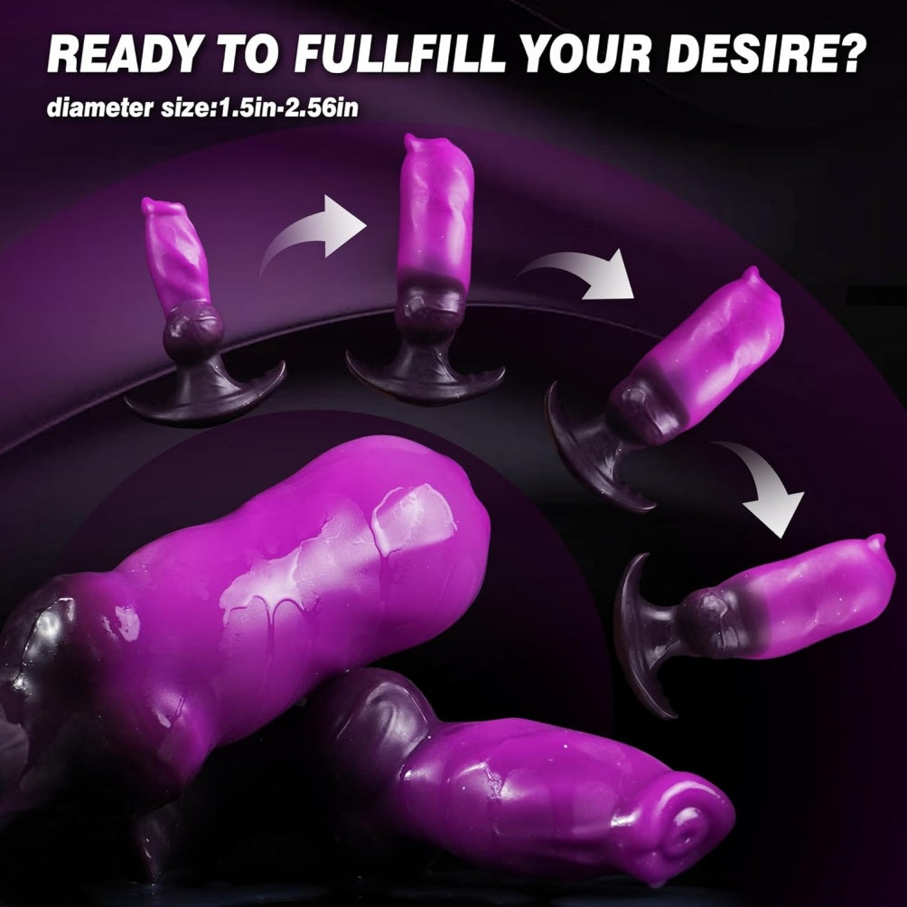 Domlust Inflatable Knotted Dildo – Purple Silicone Dog Knot | Pump-Controlled Expansion Fetish Toy