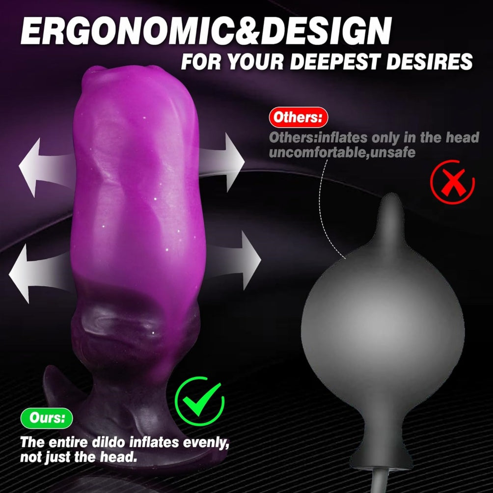 Domlust Inflatable Knotted Dildo – Purple Silicone Dog Knot | Pump-Controlled Expansion Fetish Toy