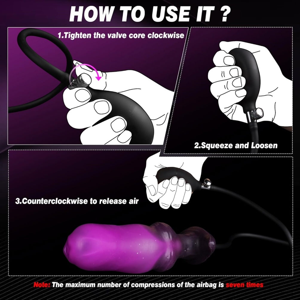 Domlust Inflatable Knotted Dildo – Purple Silicone Dog Knot | Pump-Controlled Expansion Fetish Toy