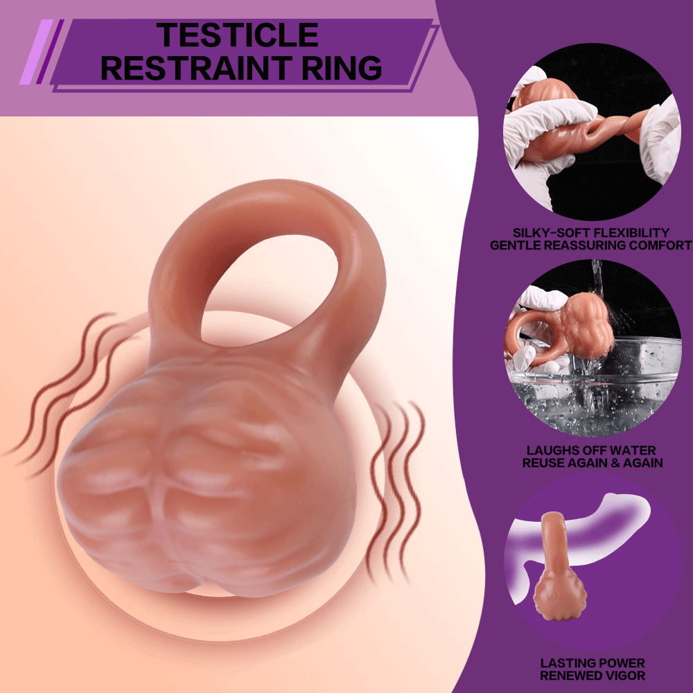 Flesh-Toned Silicone Fantasy Cock Ring – Ejaculation Control Testicle Tool for Prolonged Performance