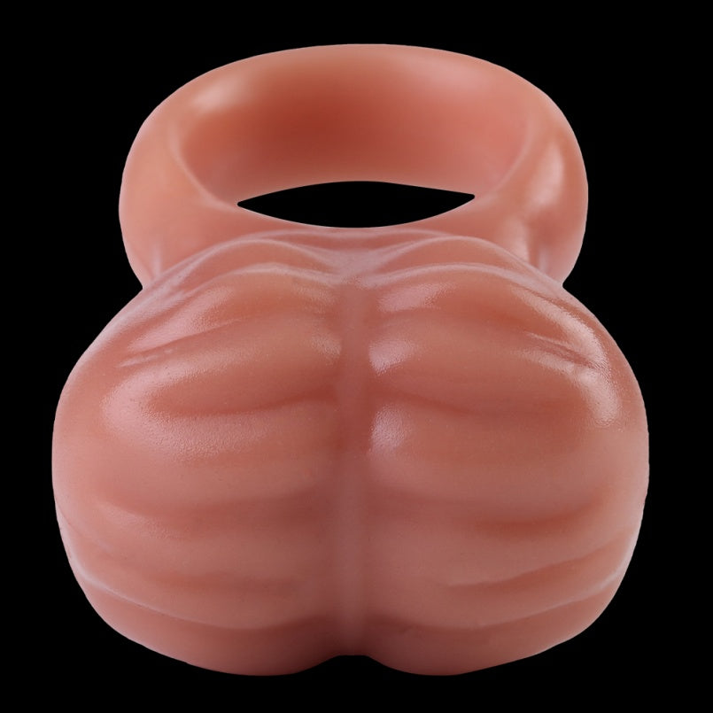 Flesh-Toned Silicone Fantasy Cock Ring – Ejaculation Control Testicle Tool for Prolonged Performance