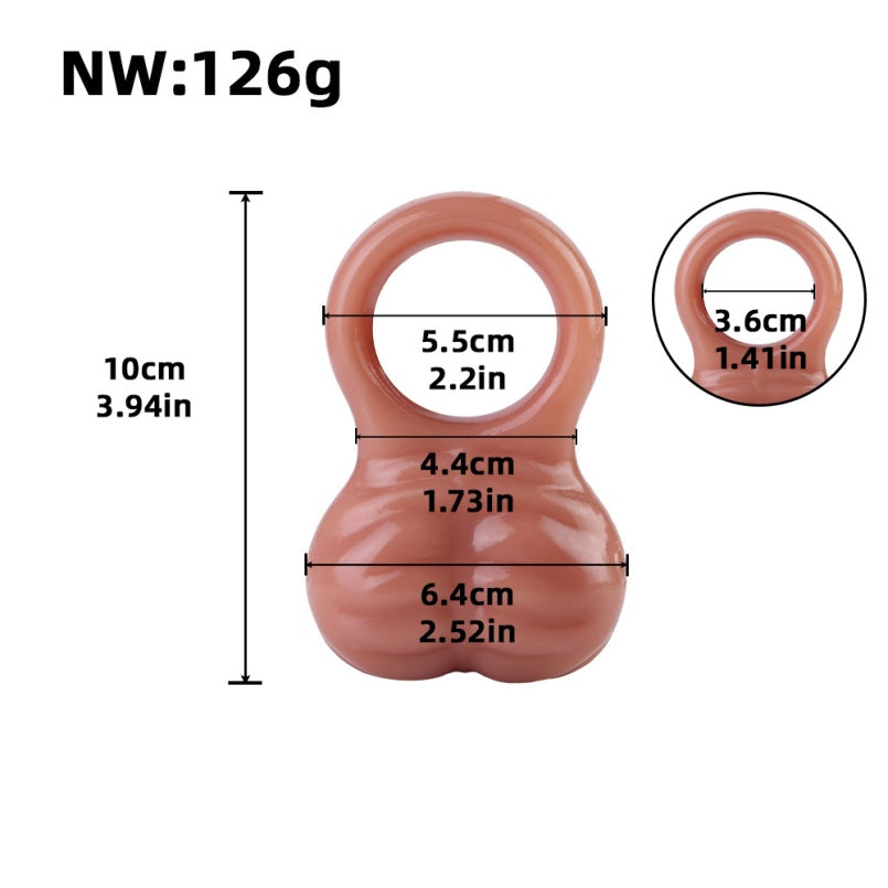 Flesh-Toned Silicone Fantasy Cock Ring – Ejaculation Control Testicle Tool for Prolonged Performance