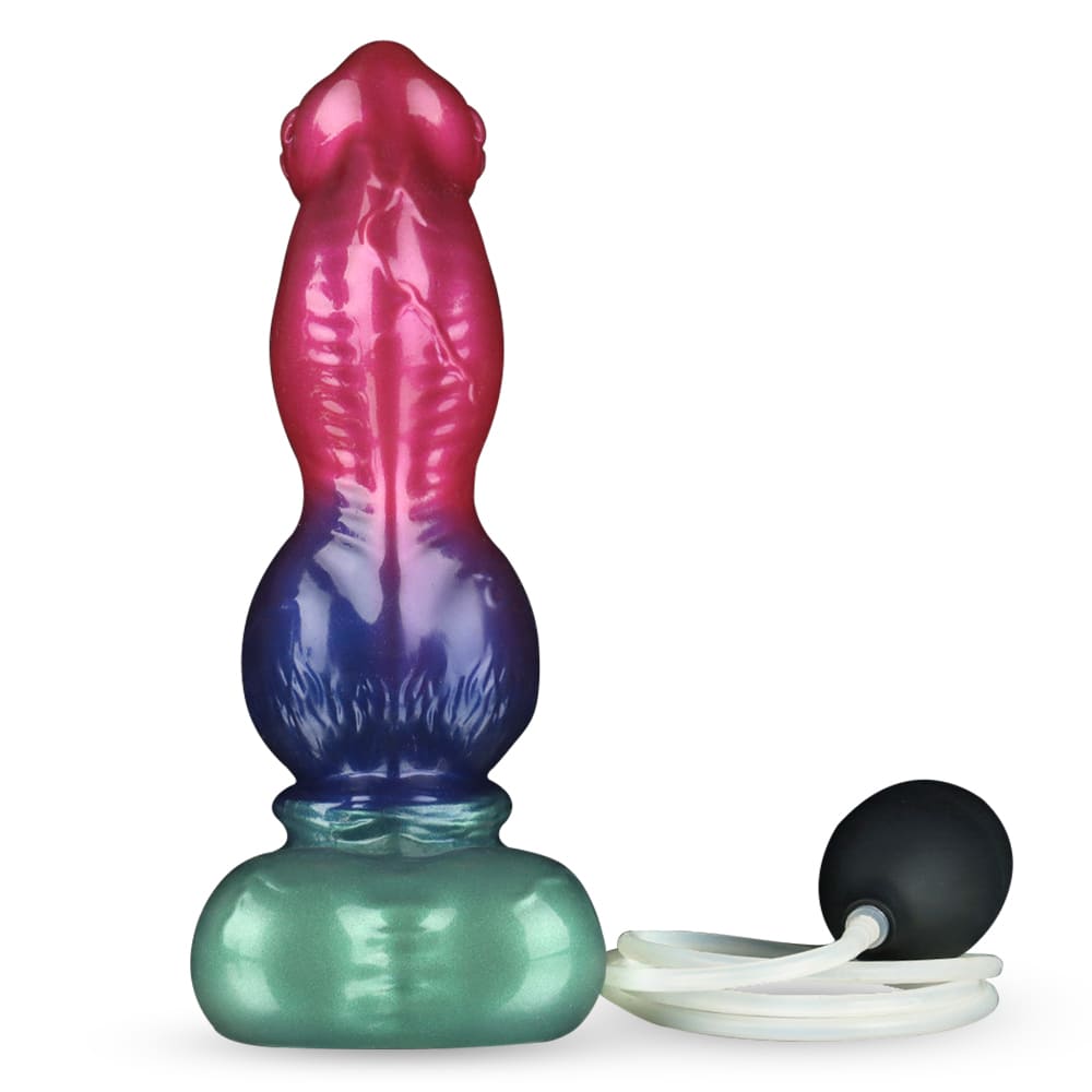 Gun-Dog-Gradient-Purple-Green-Knot-Dildo-Silicone-Ejaculating-Fantasy-Dildo