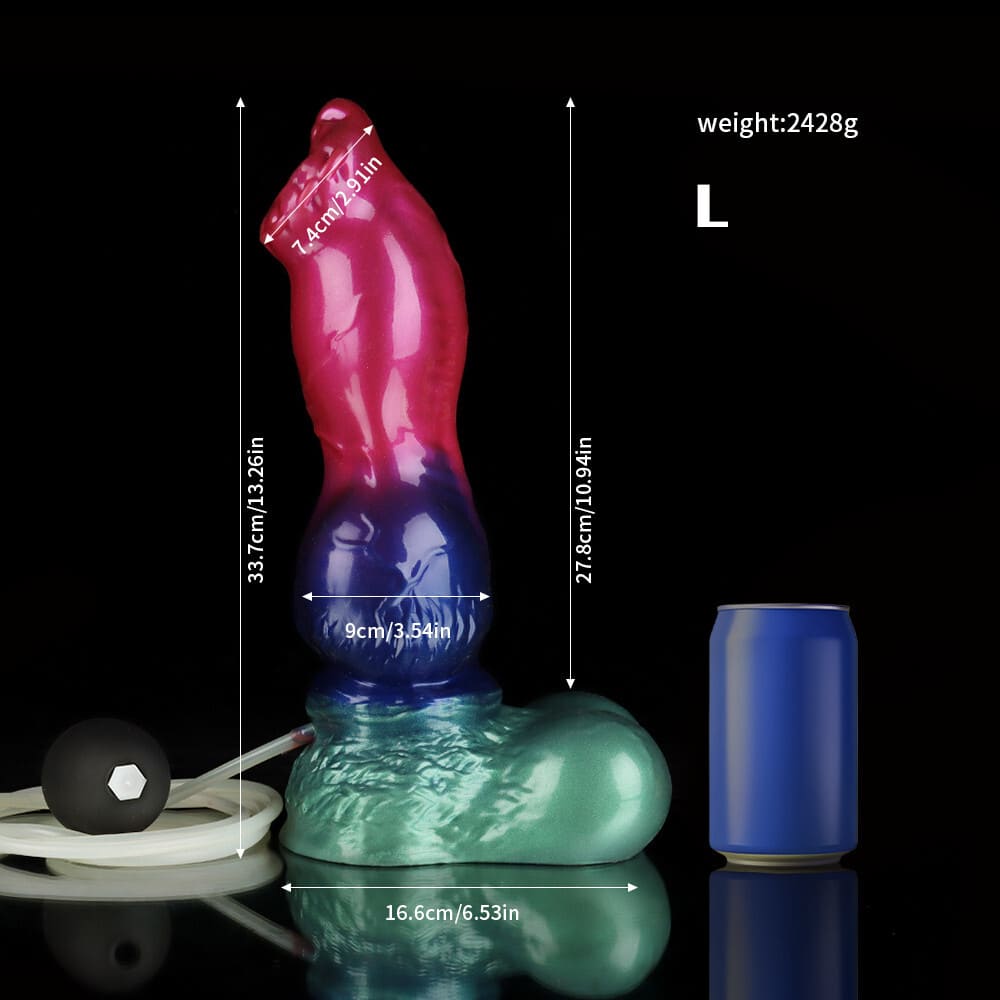 Gun-Dog-Gradient-Purple-Green-Knot-Dildo-Silicone-Ejaculating-Fantasy-Dildo