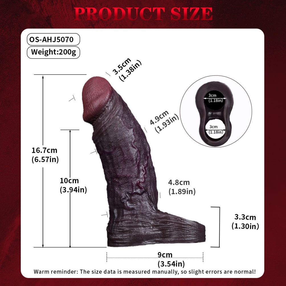 Realistic Black Silicone Penis Extender Sleeve – Girth & Length Enhancer with Testicle Support