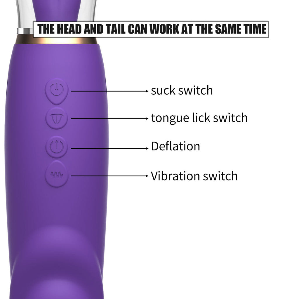 Tongue Clit Clamp Anal Dildo - Breast Nipple Sucking G Spot Women Vibrator
