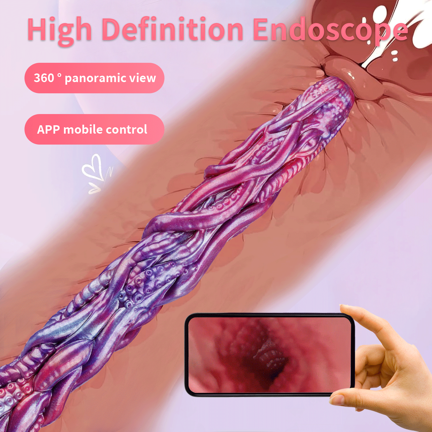Purple Silicone Fantasy Extra-Long Tentacle Dildo-Deep G-Spot Stimulation & Visual Exploration