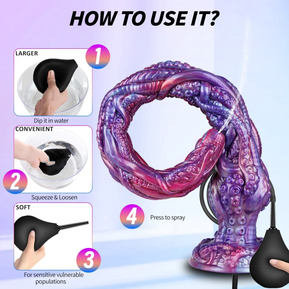 Purple Silicone Fantasy Extra-Long Tentacle Dildo-Deep G-Spot Stimulation & Visual Exploration