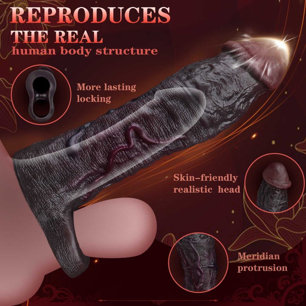 Flesh-Like Realistic Black Silicone Penis Sleeve – Advanced Solution for Size Enhancement and Male Performance
