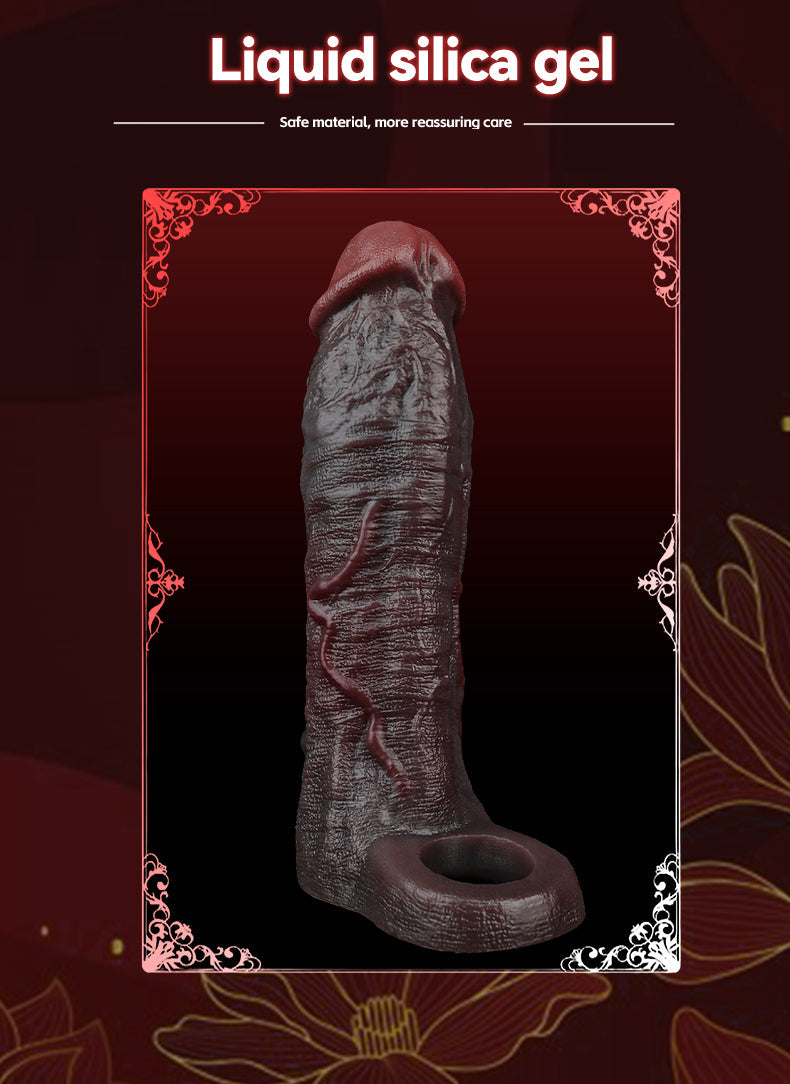 Flesh-Like Realistic Black Silicone Penis Sleeve – Advanced Solution for Size Enhancement and Male Performance